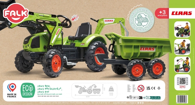 Traktor šlapací Class Atiom 430 zelený s přední i zadní lžící