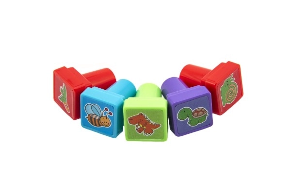 Razítka zvířátka samobarvící plast 3x3cm 24 ks v krabičce 18x12x4cm
