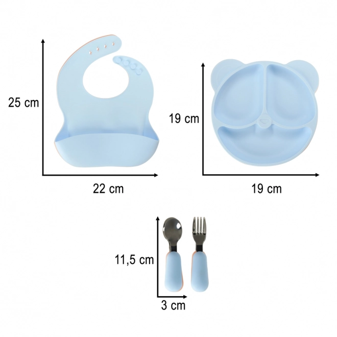 Světle modré silikonové nádobí Medvídek - 4 díly