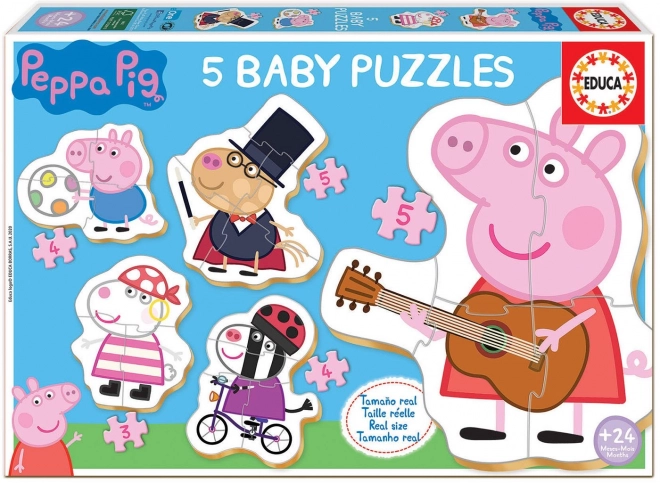 EDUCA Baby puzzle Prasátko Peppa 2, 5v1 (3-5 dílků)