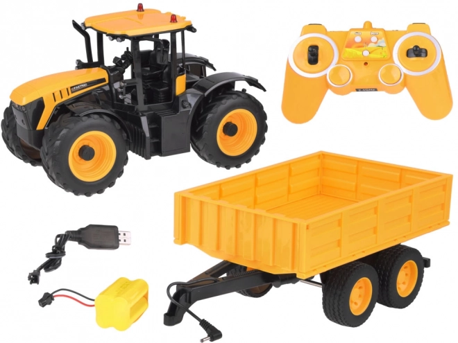 JCB Traktor s dálkově ovládaným přívěsem kipes Double E 1:16 RC0670