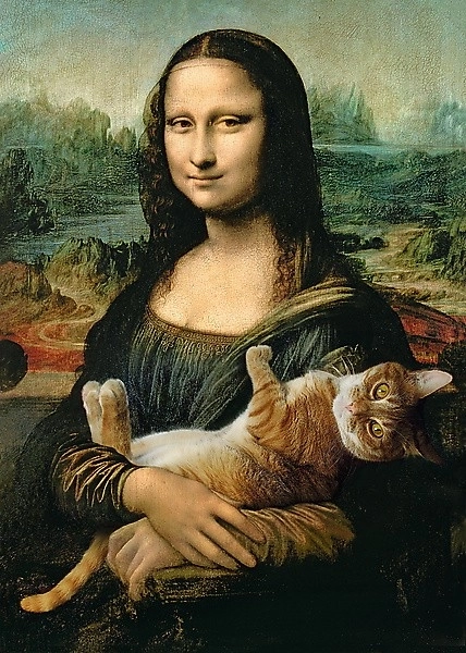 Puzzle Mona Lisa s kočkou Mruček, 500 dílků