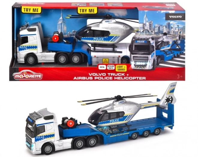 Policejní set Grand Volvo truck + vrtulník 35 cm