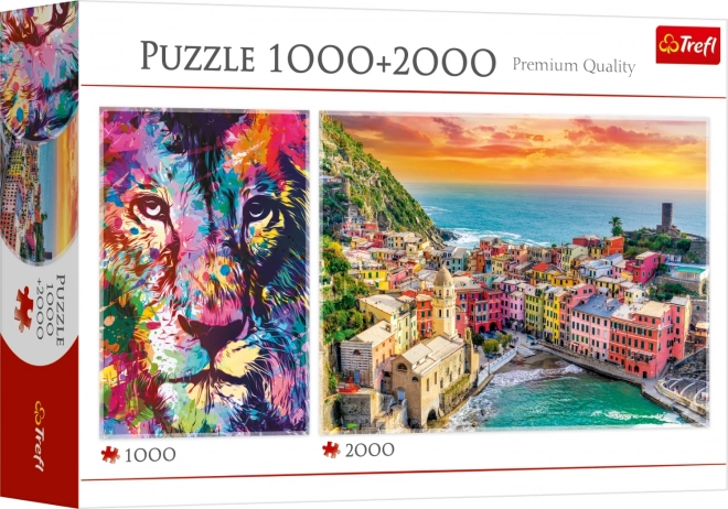 TREFL Puzzle Lev 1000 dílků + Itálie 2000 dílků