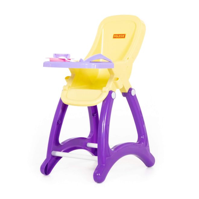 Vysoká jídelní židlička pro miminka – Žluto-fialová