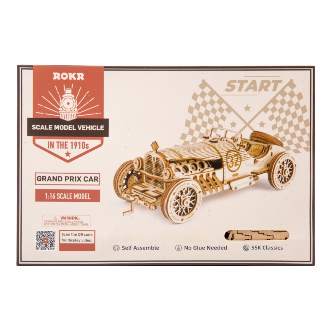 Závodní auto U-9 Grand Prix - 3D dřevěná stavebnice