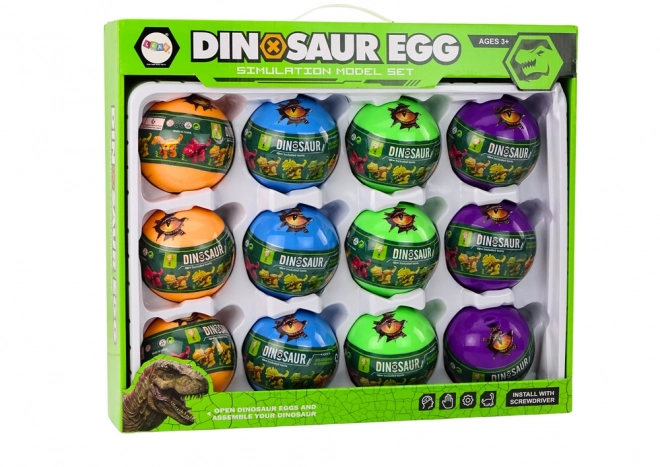 Twisting Dinosaur Eggs 12 Piece Set Barevné