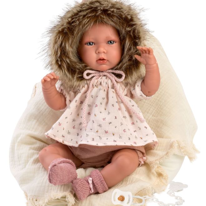 Llorens 74022 NEW BORN - realistická panenka miminko se zvuky a měkkým látkovým tělem - 42 cm