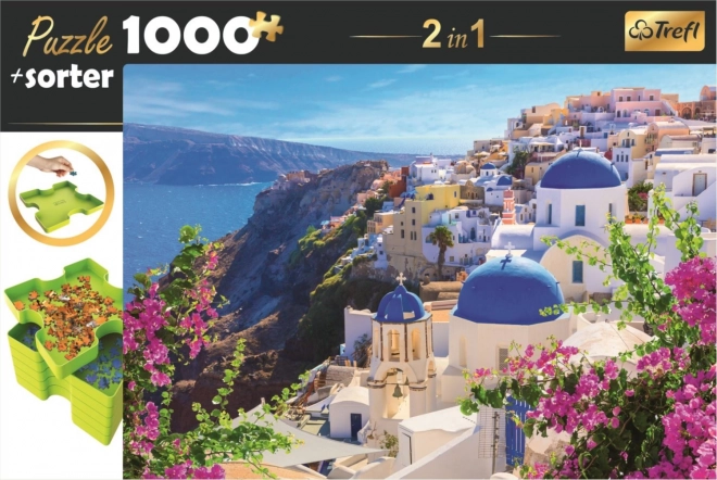 TREFL Puzzle s třídičem 2v1 Santorini, Řecko 1000 dílků