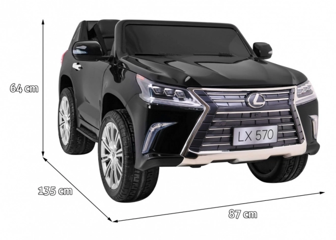 Lexus LX570 Lakované auto pro 2 děti černé + dálkové ovládání + EVA kola + rádio MP3 LED