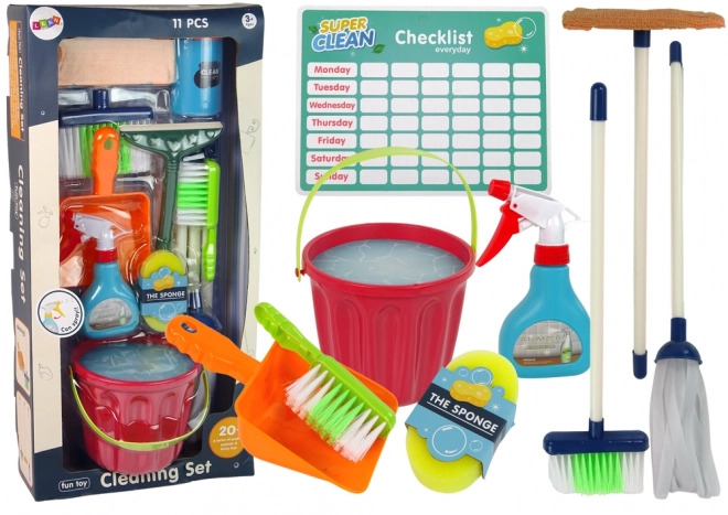 Úklidová sada 11 kusů pro čištění domácnosti Mop Broom Bucket