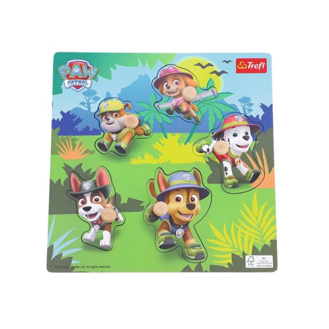 Psi Patrol Jungle dřevěné puzzle 5 dílků