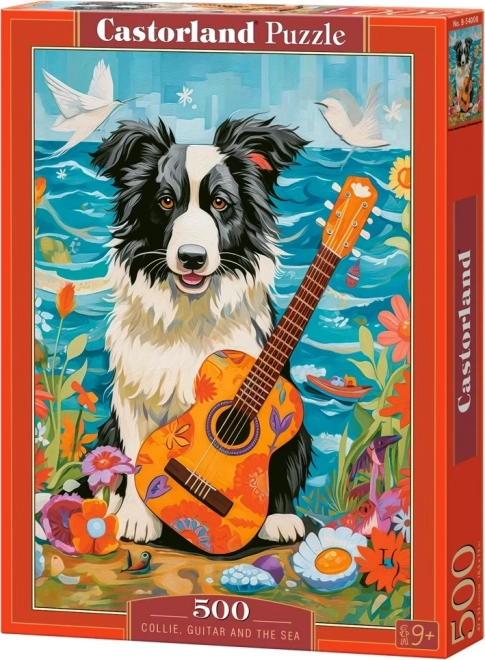 Puzzle 500 dílků Pes Collie s kytarou