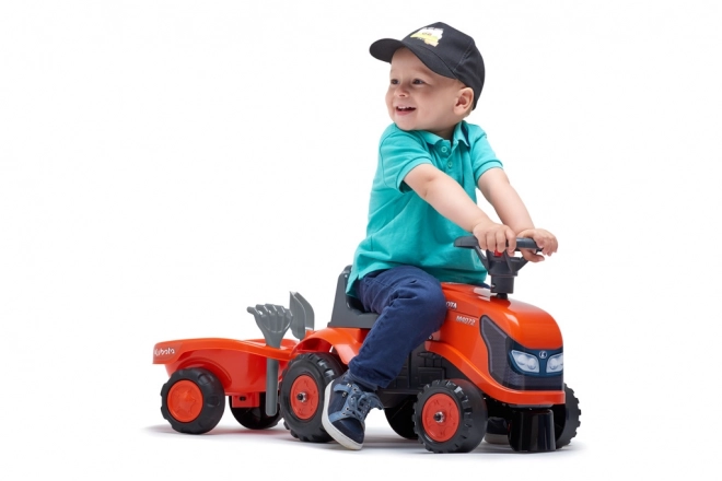 FALK 260C Baby Kubota ride-on traktor s přívěsem, hrable a lopata