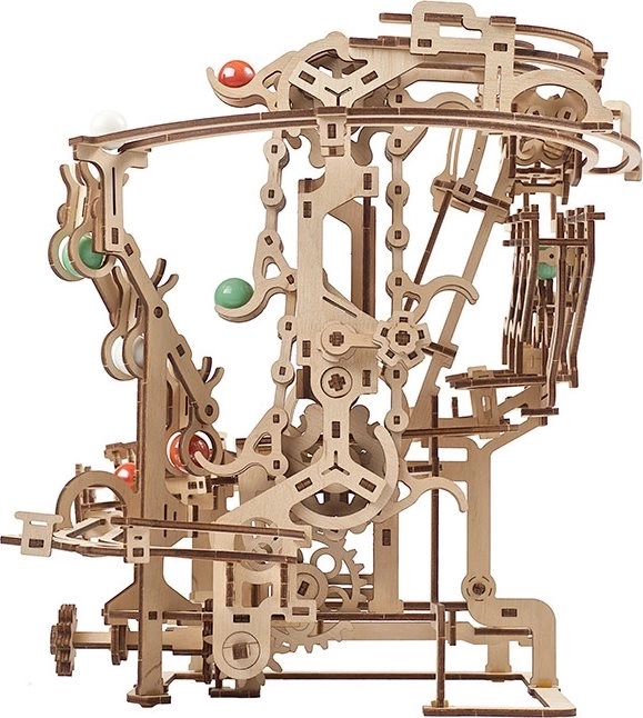 Ugears 3D dřevěné mechanické puzzle Kuličková dráha řetězová