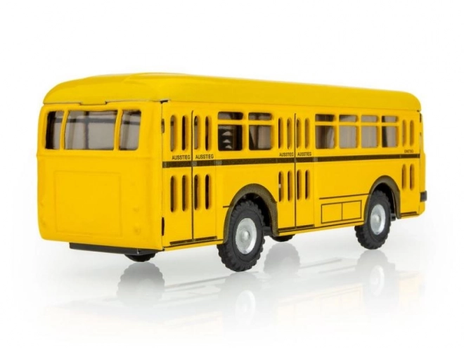 Autobus retro na klíček kov 19cm žlutý v krabičce Kovap