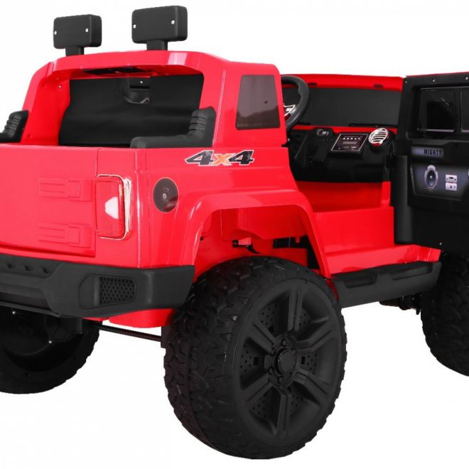 Mighty Jeep bateriové auto pro děti Červené + 2 místa + pohon 4x4 + 2 nosiče zavazadel