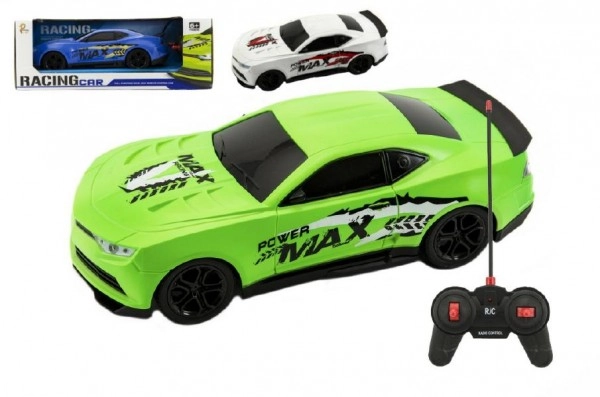 Auto RC 25cm plast zrychlující 1:16 asst 3 barvy na baterie + dobíjecí pack v krabici 35x13x15cm – Bílé