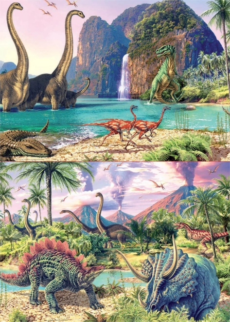 EDUCA Puzzle Panorama Dinosauří svět 2x100 dílků