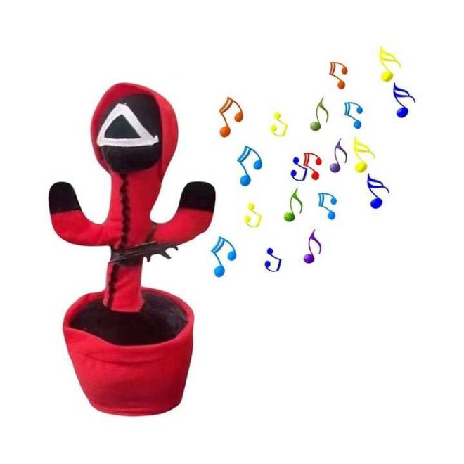 Dětská hračka - Tančící a zpívající kaktus SQUID GAME - červený trojúhelník