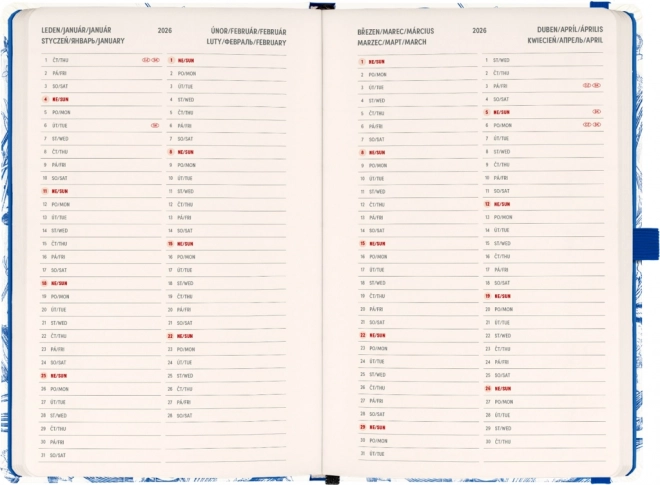 NOTIQUE Týdenní diář Porcelán 2025, 13 x 21 cm