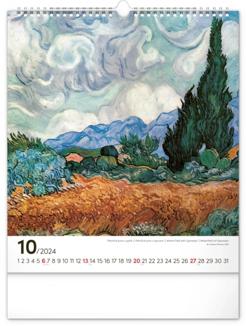 Nástěnný kalendář Vincent van Gogh 2024, 30 × 34 cm