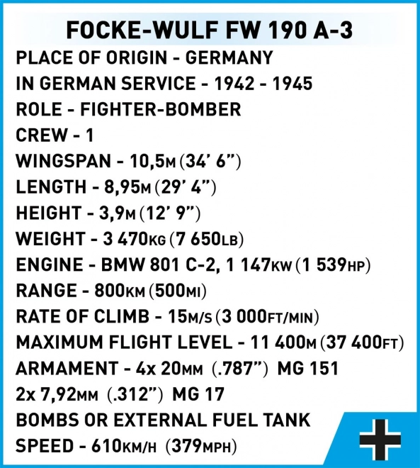 Stavebnice Historická Kolekce WWII Focke-Wulf FW 190 A-3 382 kostek