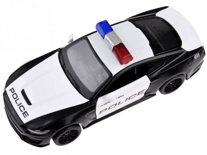 Kovové policejní auto Ford Shelby GT350 v měřítku 1:32 s efekty světel majáků