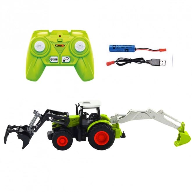Zábavný traktor s otočnou lopatou a bagrem
