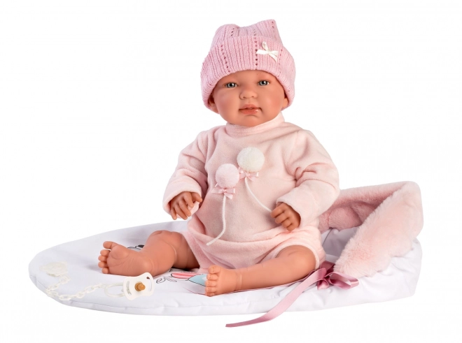 Llorens 84452 NEW BORN - realistická panenka miminko se zvuky a měkkým látkovým tělem - 44 cm