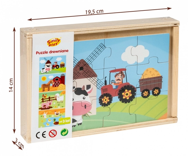 Dřevěné puzzle - život na vesnici