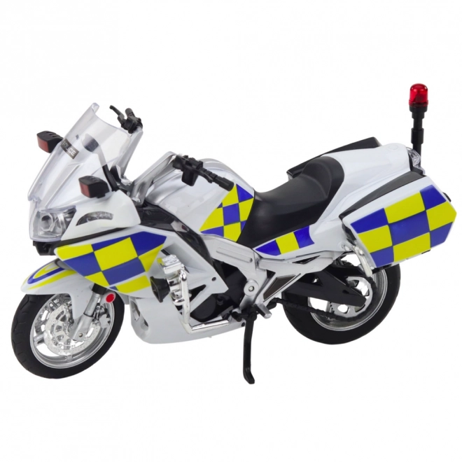 Kovový policejní motocykl s světly a zvuky bílý