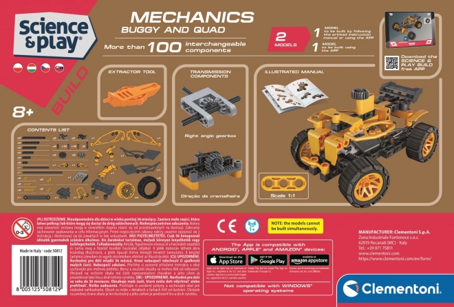 CLEMENTONI Science&Play Mechanická laboratoř Buggy a čtyřkolka 2v1