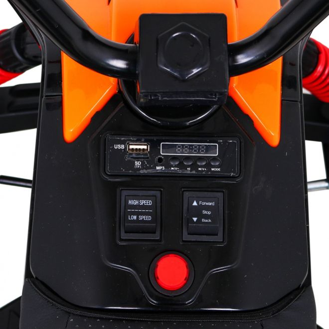Čtyřkolka Lucky Seven na baterie černá + EVA kola + pomalý start + LED + MP3 USB
