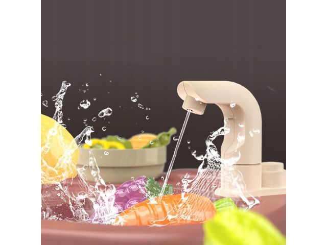 Dětská kuchyňka s tekoucí vodou a realistickými efekty 2 – Růžovo-béžová