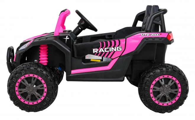 Buggy UTV 2000M závodní auto na baterie + MP3 zvuky světla + dálkové ovládání + pomalý start – Růžové