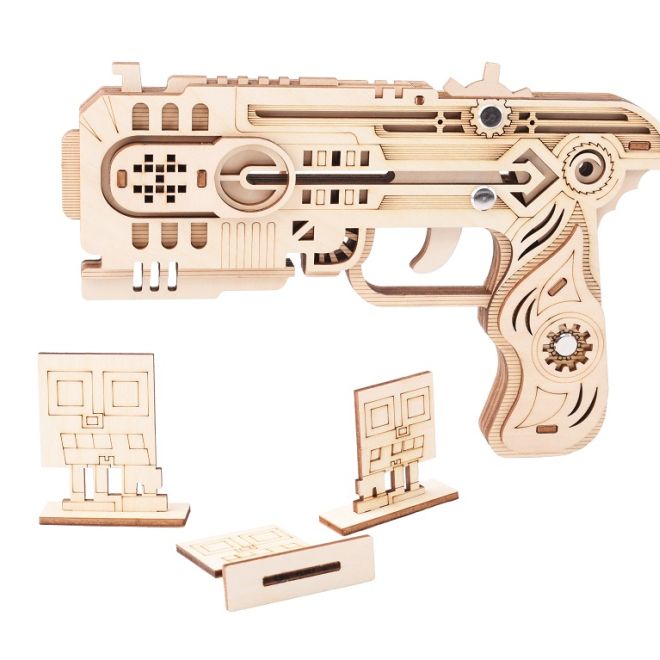 Woodcraft Dřevěné 3D puzzle Zbraň na gumičky Dragon Chaser