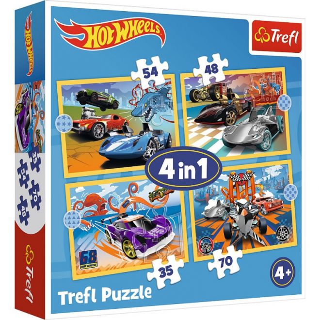 Puzzle 4v1 Hot Wheels vozidla