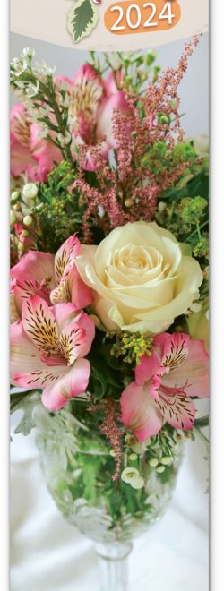 Nástěnný kalendář Květiny – Kvety 2024, 12 × 48 cm
