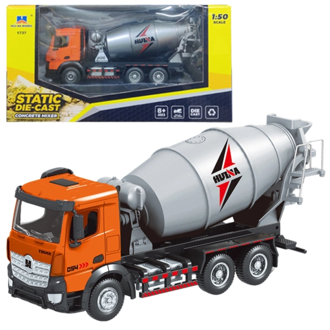 Betonový Mixér Kovový Model Huina oranžový 1:50