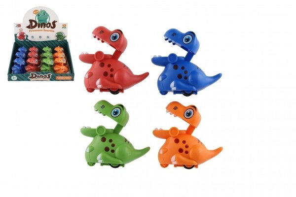 Dinosaurus Zmáčkni a jeď plast 9cm na setrvačník 4 barvy