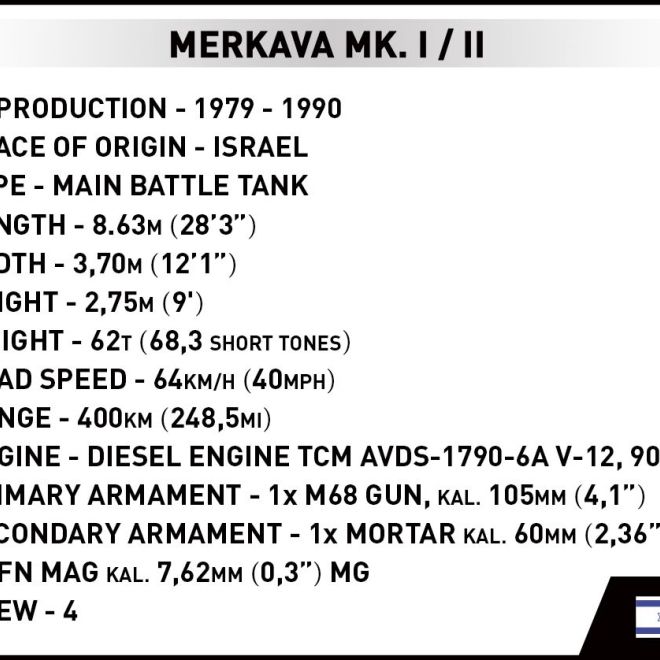 COBI 2621 Armed Forces Merkava Mk. I/II, 1:35, 825 k