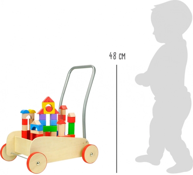Small Foot Chodítko dřevěné kostky ve vozíku