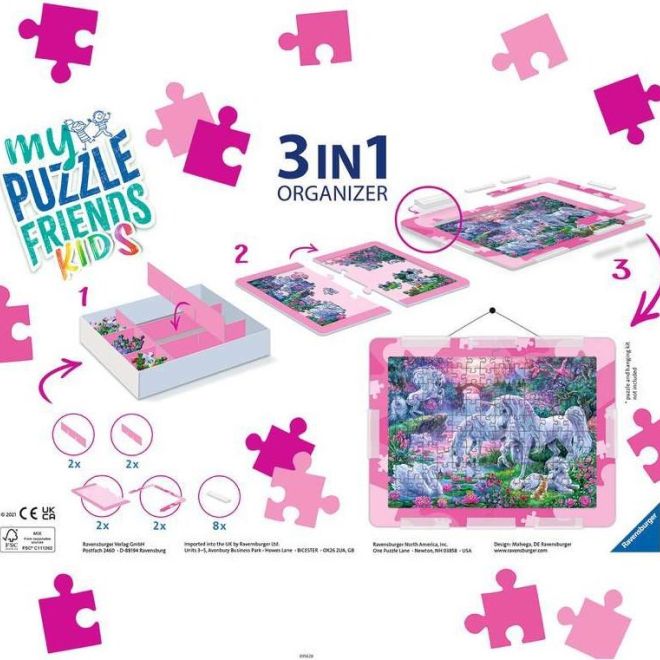 RAVENSBURGER Sada pro skládání puzzle My Puzzle Friends Kids 3v1 růžová