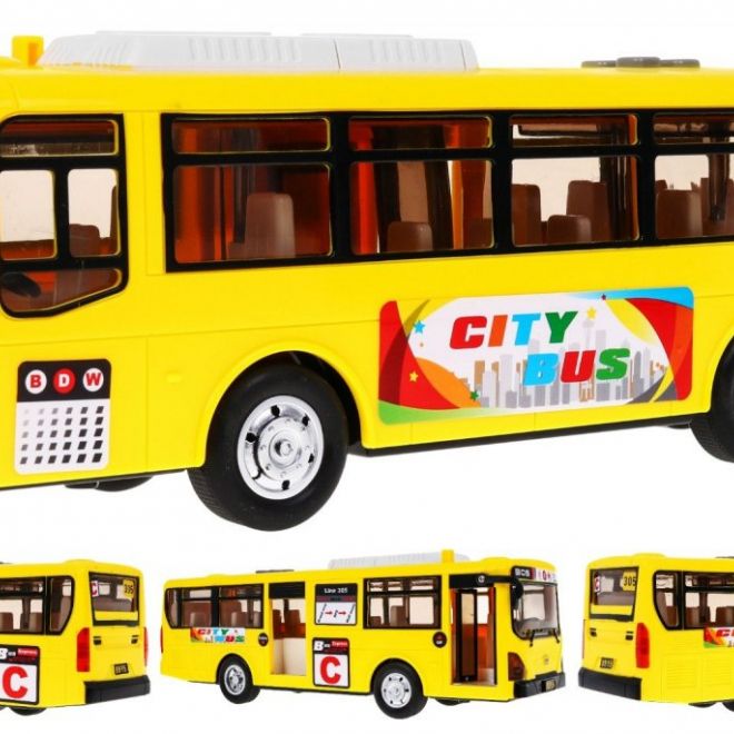Interaktivní školní autobus pro děti 3+ žlutý + otevírací dveře + zvuky Světla