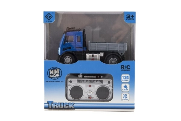 Auto RC nákladní s korbou plast 12cm 27MHz na dálk.ovl. na baterie se světlem v krab. 16x18x8cm