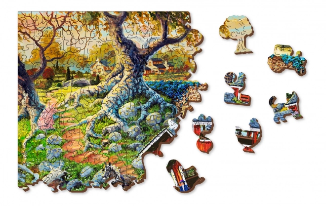 Wooden City Dřevěné puzzle Venkovské mosty 2v1, 505 dílků EKO