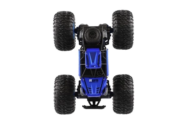 Auto RC Off-Road terénní 2,4GHz plast 32cm dobíjecí pack+baterie modré v krabici 38x23x26cm