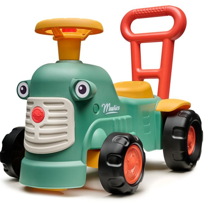 Odstrkovadlo – traktor Maurice tmavě zelený s volantem