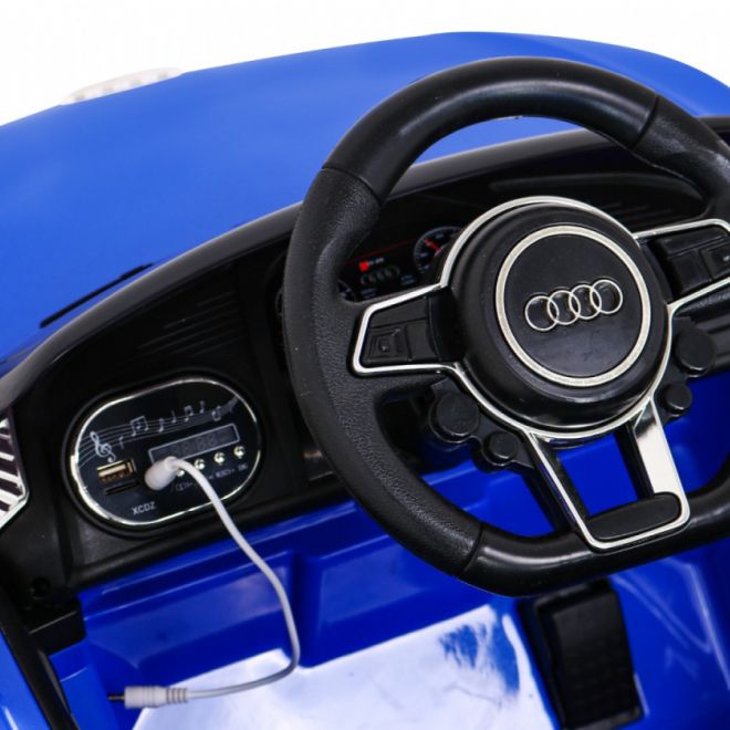 Audi R8 baterie pro děti Modrá + Dálkové ovládání + EVA + Pomalý start + MP3 LED
